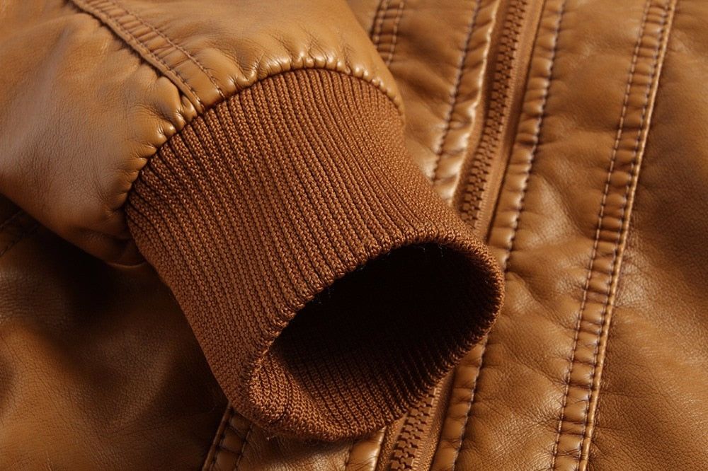 Luksus Fleece Pu Skinnjakke