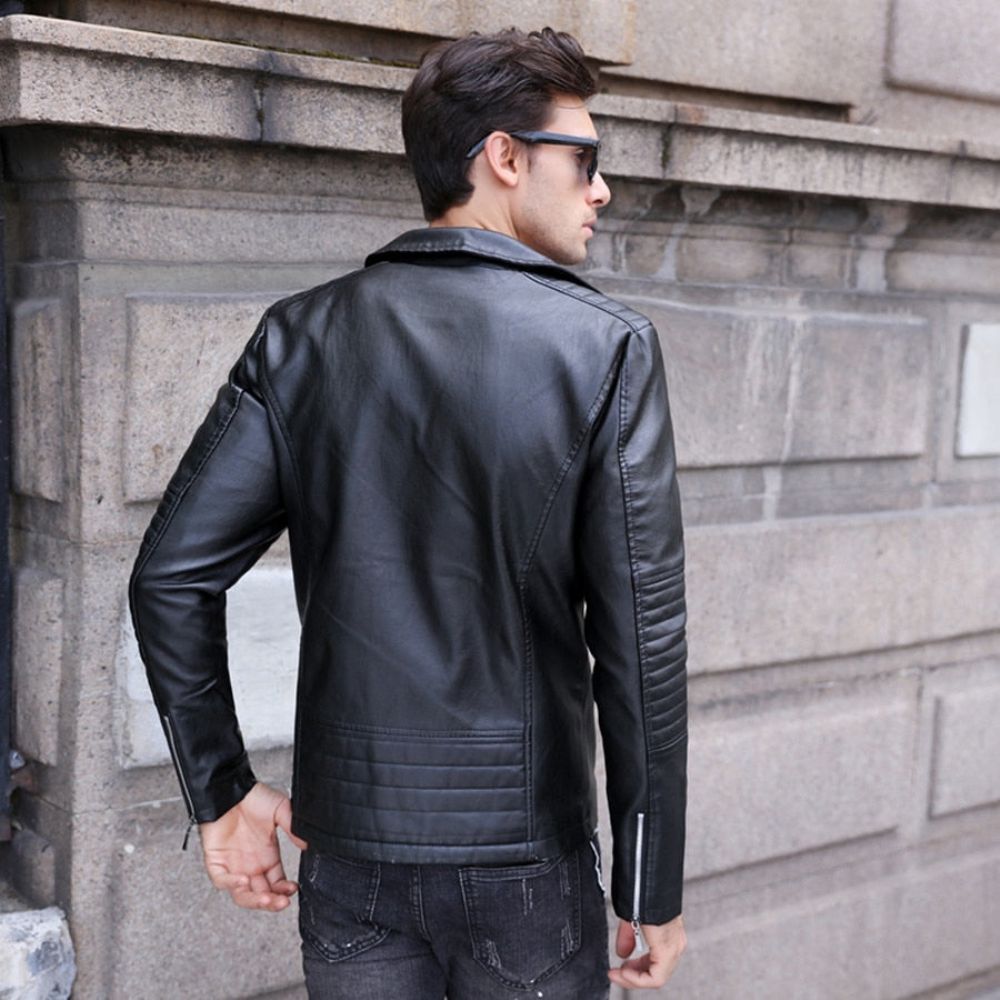 Streetwear Moto-jakke I Pu-skinn