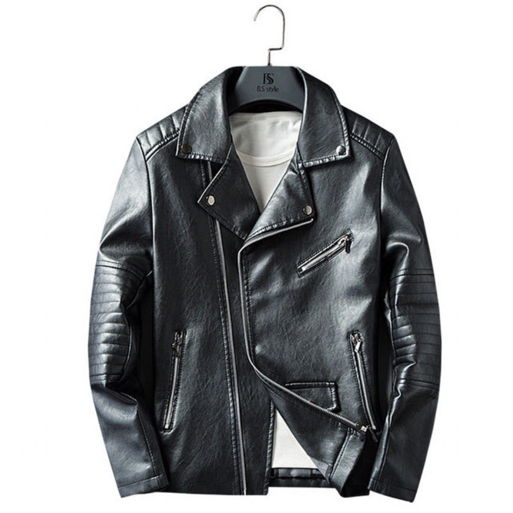 Streetwear Moto-jakke I Pu-skinn