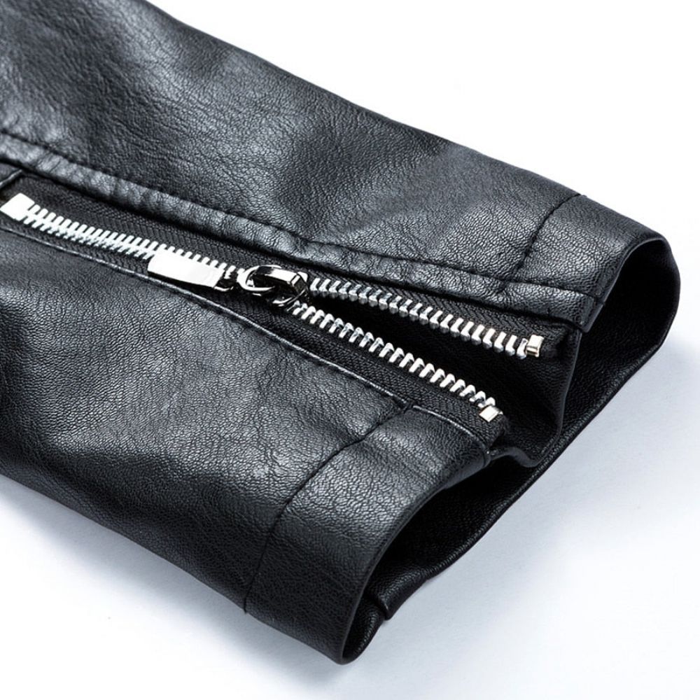 Streetwear Moto-jakke I Pu-skinn