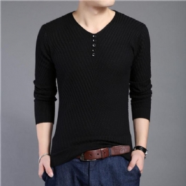 Solid V-hals Slim Fit Pullover