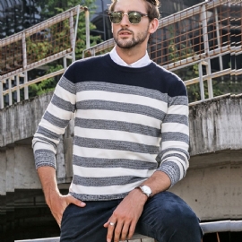 Stripe Strikket Casual Pullover