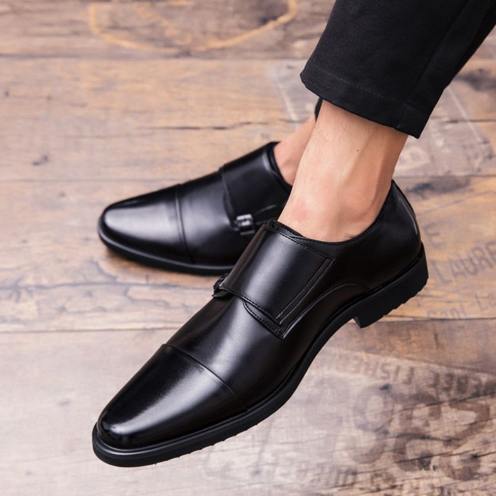 Dobbel Monk Strap Oxford Leather Dress Sko