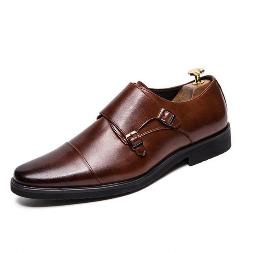 Dobbel Monk Strap Oxford Leather Dress Sko