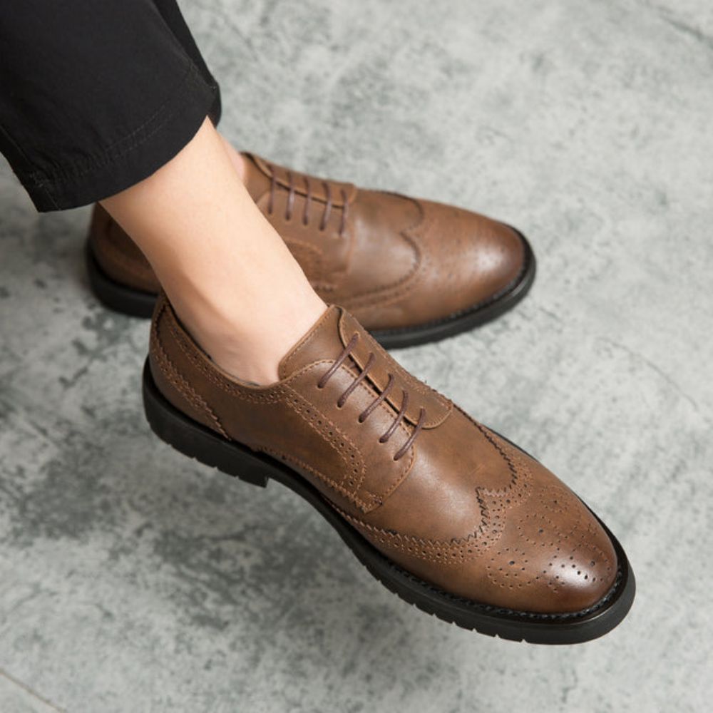 Menn Brogue British Casual Leather Dress Sko