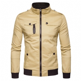 Epaulet Design Lommer Zip Up Jacket