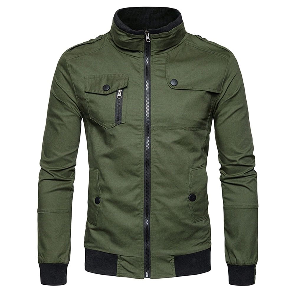 Epaulet Design Lommer Zip Up Jacket