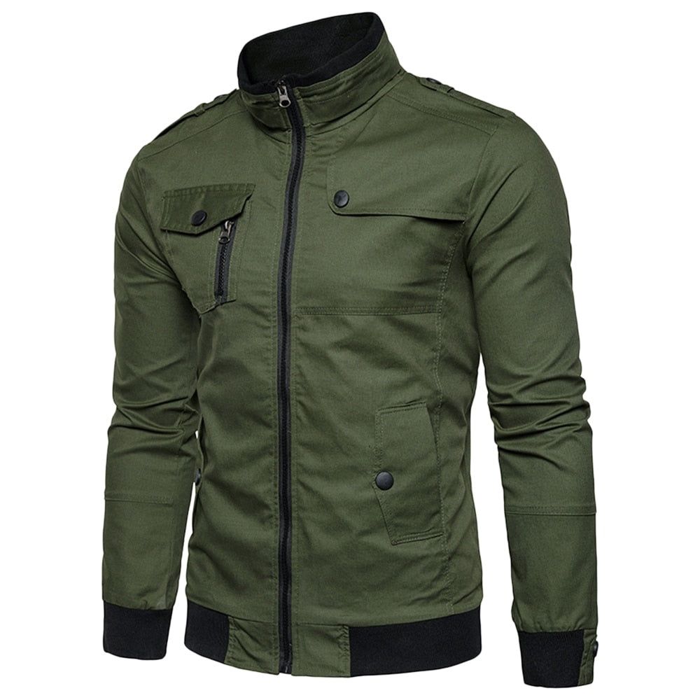 Epaulet Design Lommer Zip Up Jacket