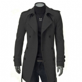 Faux Wool Trench Business Lang Frakk