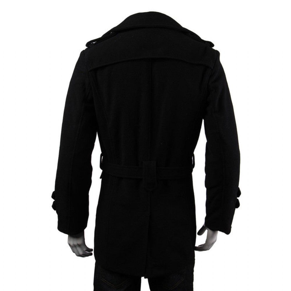 Faux Wool Trench Business Lang Frakk