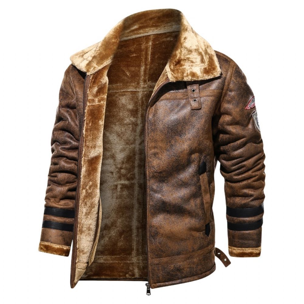 Leather Velvet Aviator Varmjakke