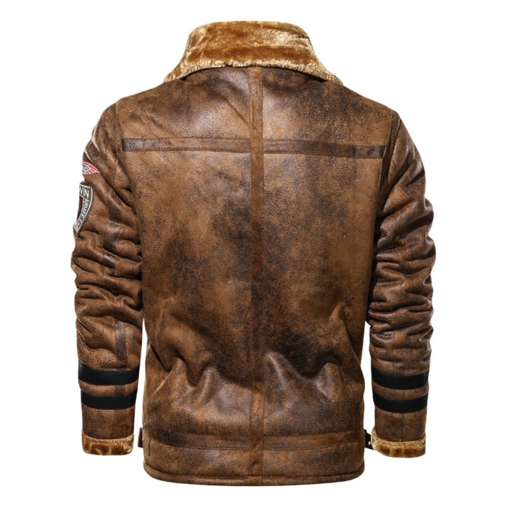 Leather Velvet Aviator Varmjakke