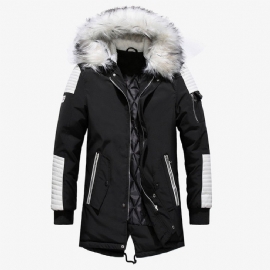 Pelskrage Hette Svart Farge Lang Parka