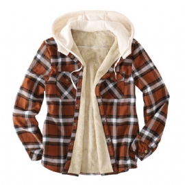 Rutet Fleece Lomme Varm Jakke