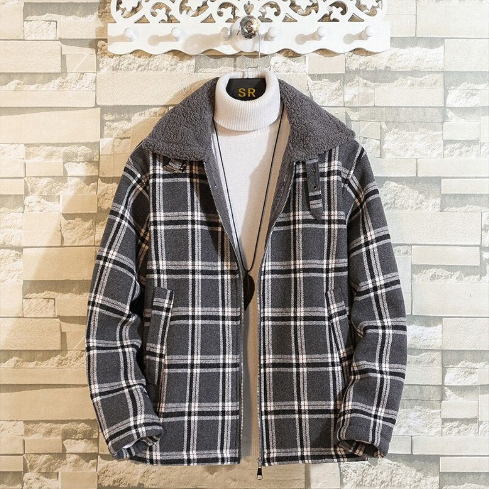 Trendy Fleecefôr Flanell Rutete Jakke