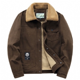 Varm Windbreaker Pelskrage Corduroy-jakke