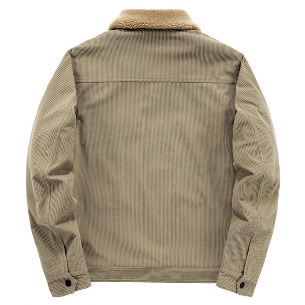 Varm Windbreaker Pelskrage Corduroy-jakke