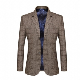 Menn Business Casual Høykvalitets Rutete Blazer