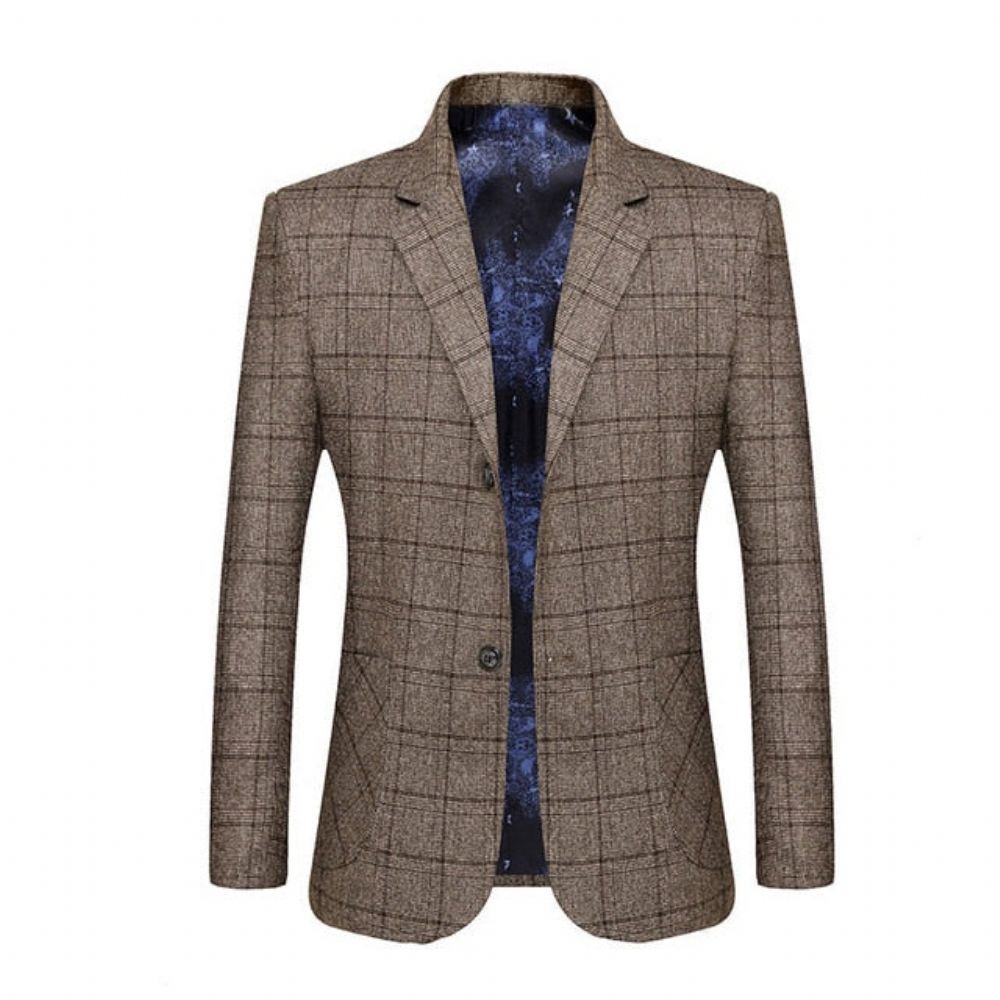Menn Business Casual Høykvalitets Rutete Blazer
