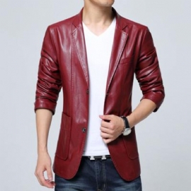 Myk Pu-lær Herreblazer
