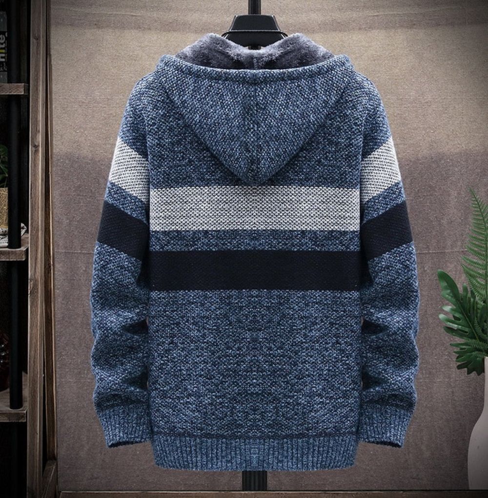 Stripete Fleece-genser Med Varm Glidelås
