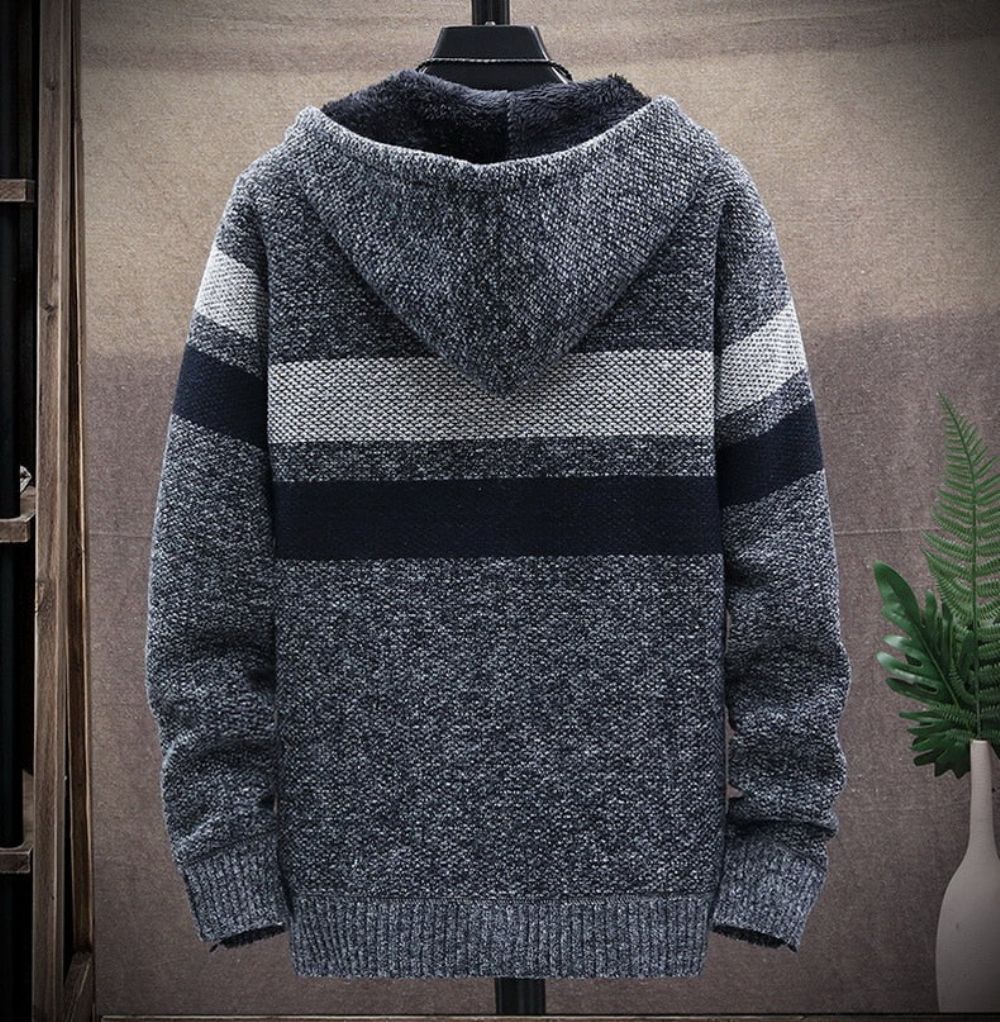 Stripete Fleece-genser Med Varm Glidelås