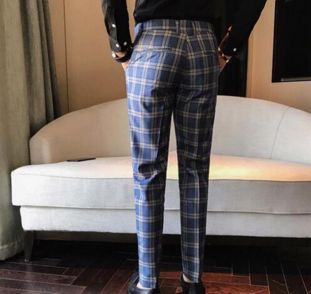 Rutete Business Slim Fit-bukser