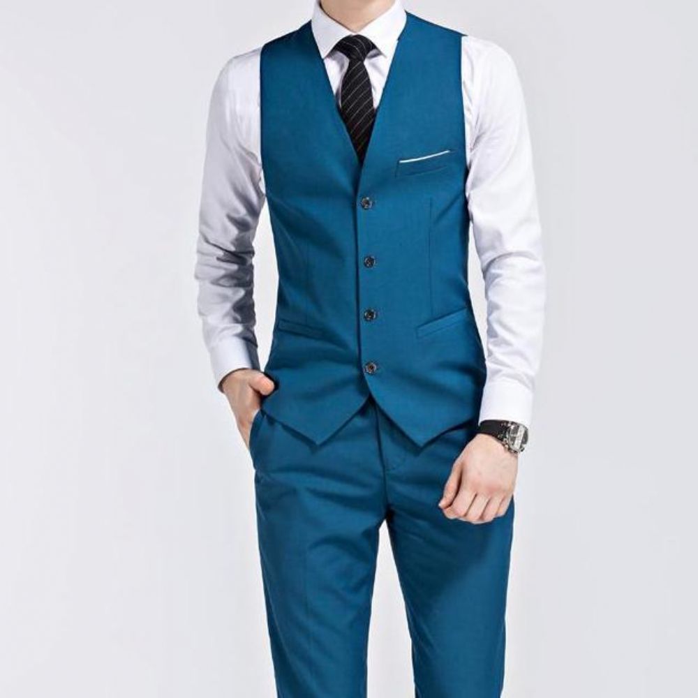 - Luksus Slim Fit 3-delers Dress (jakke + Vest + Bukser)
