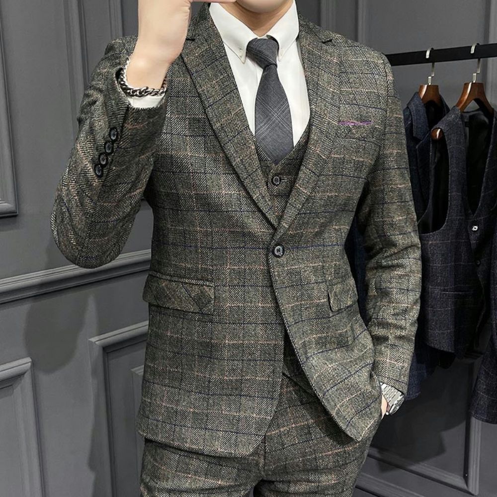 Designer Business Plaid 3-delt England-drakt