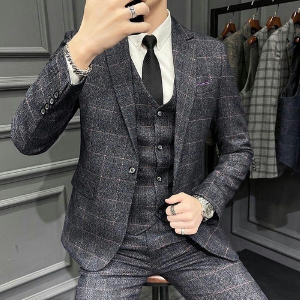 Designer Business Plaid 3-delt England-drakt