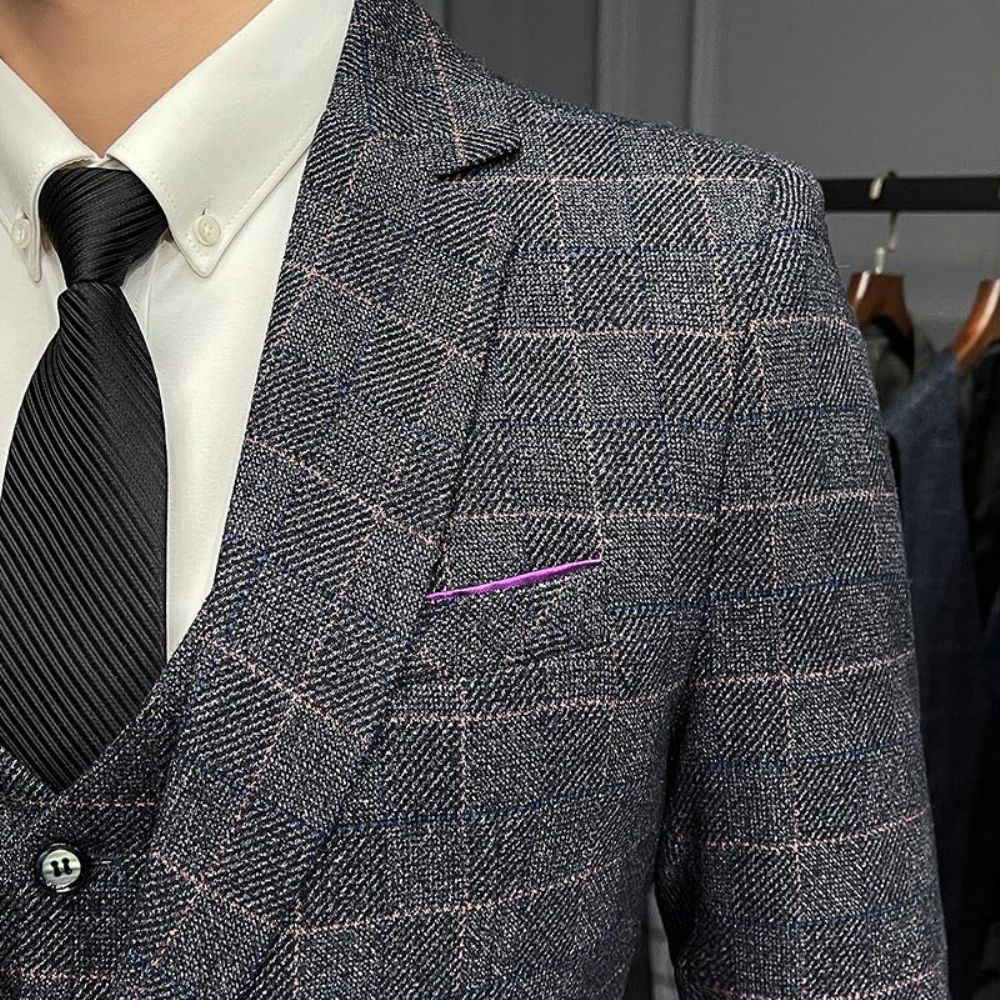 Designer Business Plaid 3-delt England-drakt