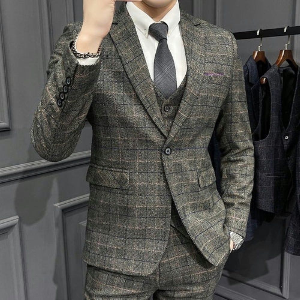 Designer Business Plaid 3-delt England-drakt