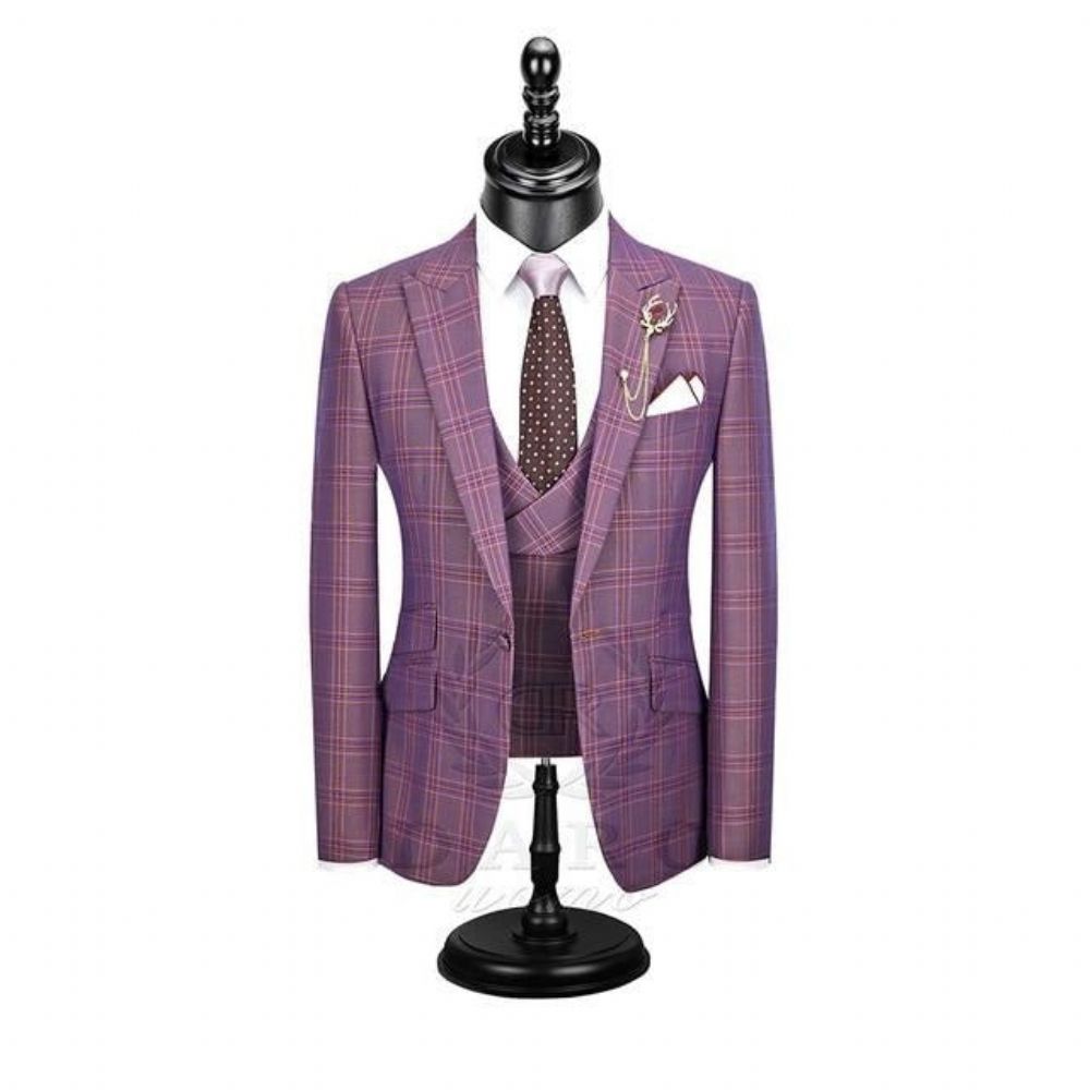 Elegant Mote Pledd Slim Fit 3-delers Dress