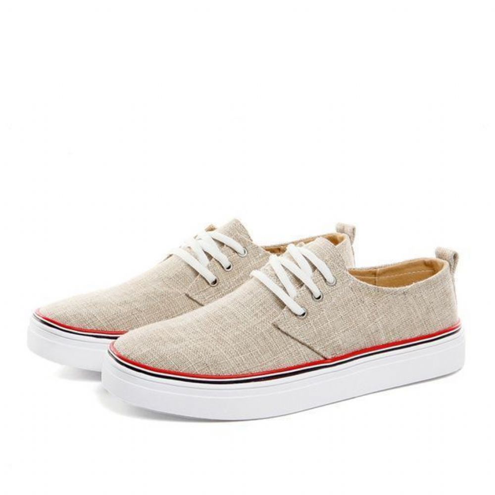 Canvas Lin Flate Sko For Menn Casual Sko