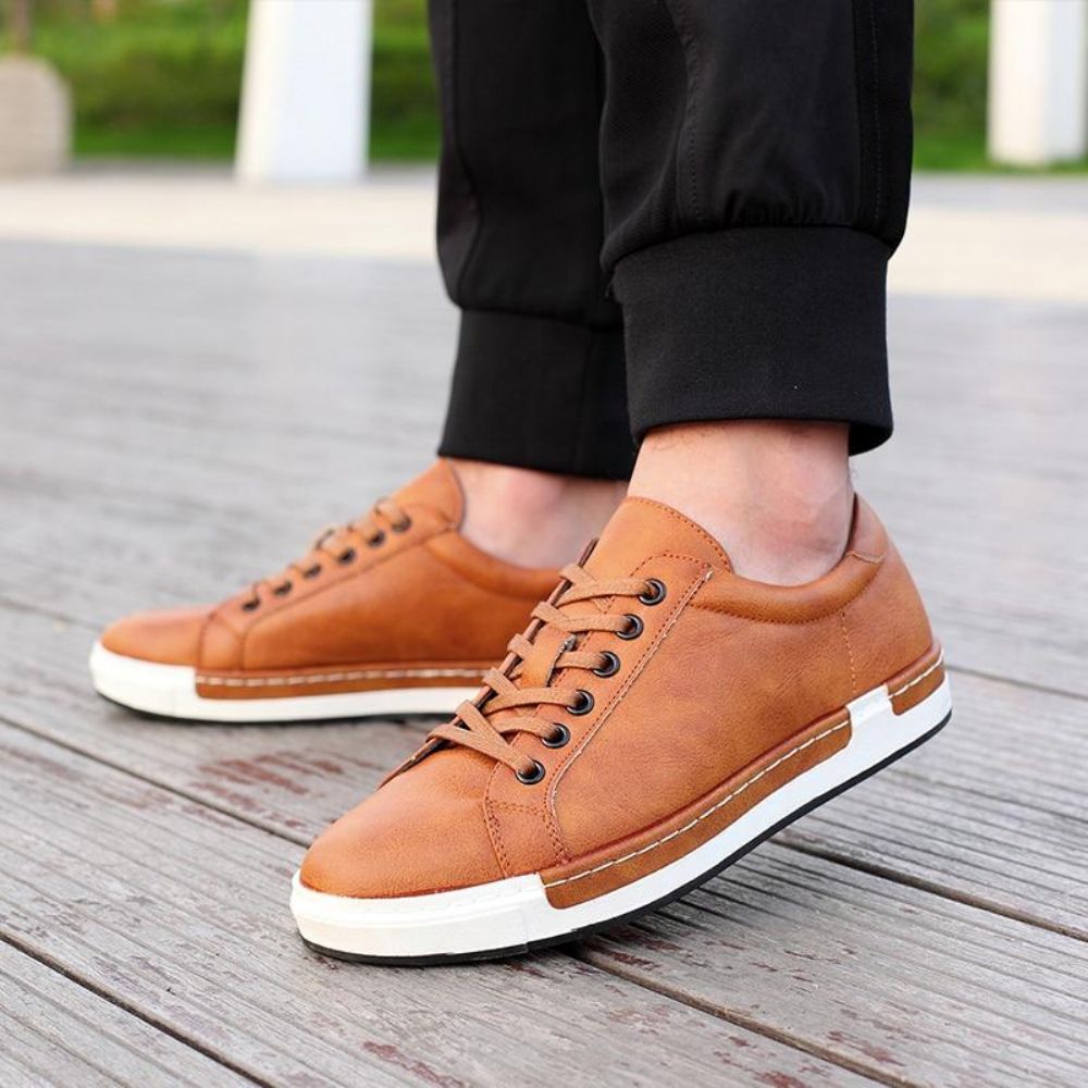Leather Flate Herresko Casual Sko