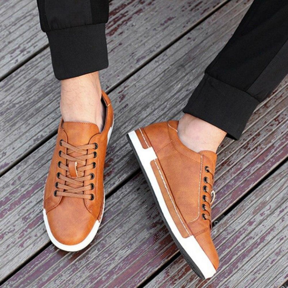 Leather Flate Herresko Casual Sko