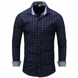 Denim Rutete Kjoleskjorte For Menn