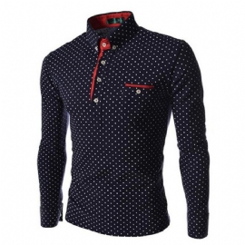 Polka Dot Skjortekrage Slim Fit Dress Shirt