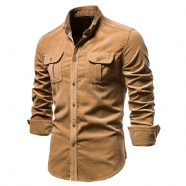 Single Breasted Corduroy Menn Casual Skjorte